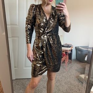 ASTR the Label Gold & Black Leopard Dress.